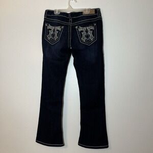 Seven 7 Boot Low rise Jeans Women's 28 Y2K Dark Wash Western Embellished Bling